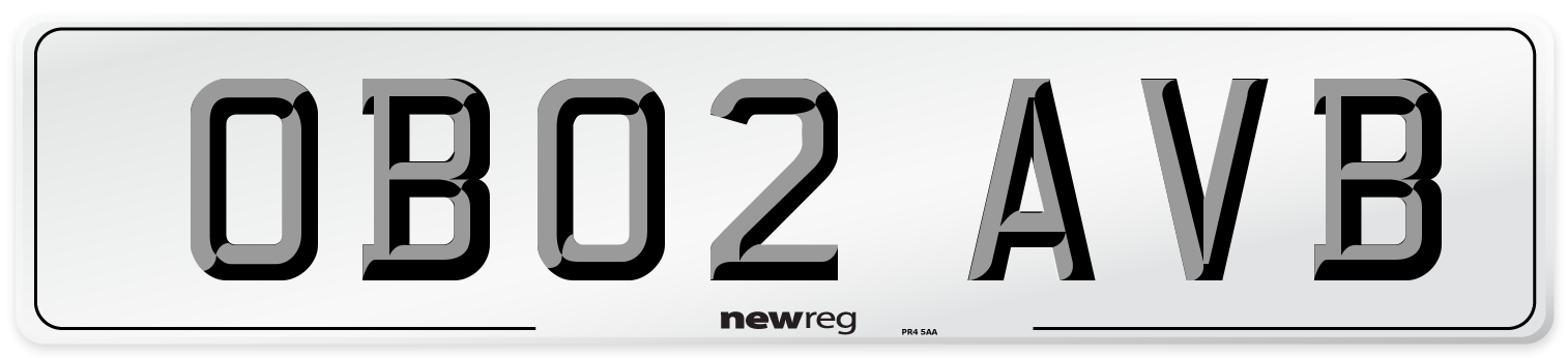 OB02 AVB Number Plate from New Reg